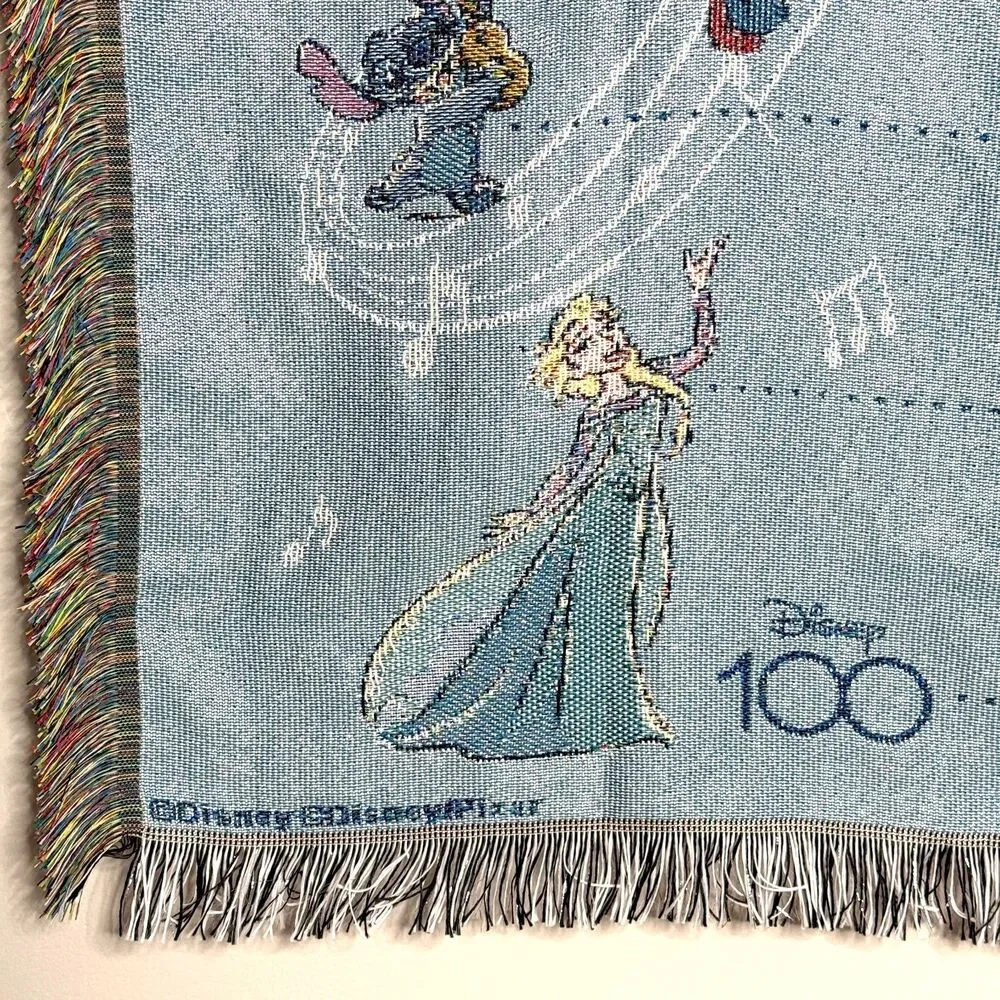 Disney 100 Years Metallic Woven Tapestry Throw Blanket 48